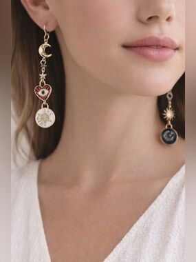 Kate Spade Celestial Charm Drop Earrings Gold NWT